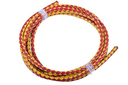 KONMAY 2 Yards 4.0mm Lederband Lederschnur Rund geflochten,Rot&Gelb von KONMAY