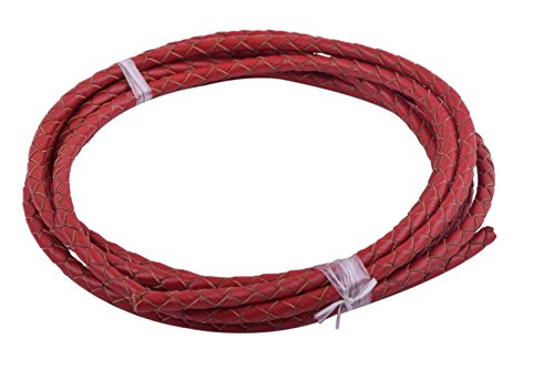 KONMAY 2 Yards 4.0mm Lederband Lederschnur Rund geflochten,Rot von KONMAY