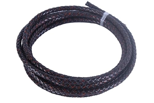 KONMAY 2 Yards 5.0mm Lederband Lederschnur Rund geflochten,Antik-braun von KONMAY