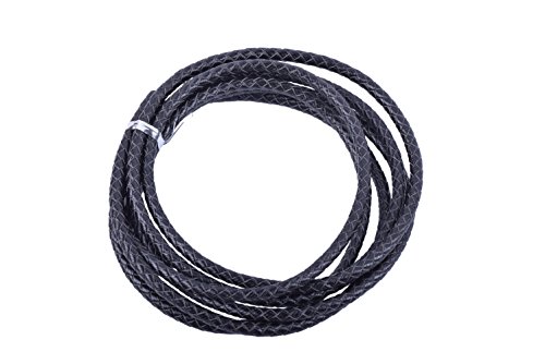 KONMAY 2 Yards 5.0mm Lederband Lederschnur Rund geflochten,Schwarz von KONMAY