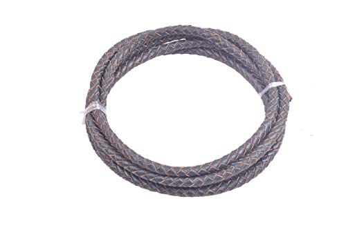 KONMAY 2 Yards 6.0mm Lederband Lederschnur Rund geflochten,Grau von KONMAY