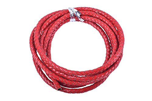 KONMAY 2 Yards 6.0mm Lederband Lederschnur Rund geflochten,Rot von KONMAY