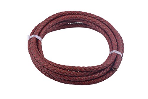 KONMAY 2 Yards 6.0mm Lederband Lederschnur Rund geflochten,ohne Kern, Vingtage Tan von KONMAY