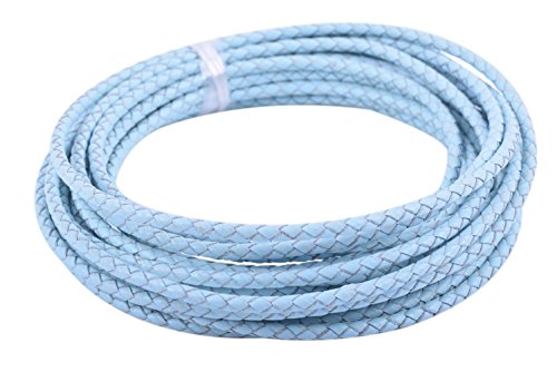 KONMAY 5 Yards 3.0mm Lederband Lederschnur Rund geflochten,Aqua von KONMAY