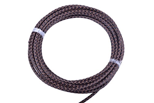 KONMAY 5 Yards 3.0mm Lederband Lederschnur Rund geflochten,Braun von KONMAY