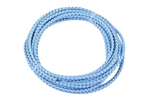 KONMAY 5 Yards 3.0mm Lederband Lederschnur Rund geflochten,Himmelblau von KONMAY