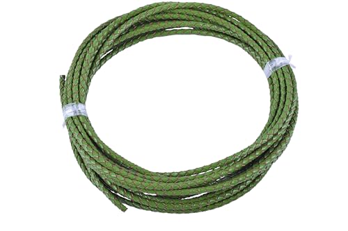 KONMAY 5 Yards 3.0mm Lederband Lederschnur Rund geflochten,Kelly Green von KONMAY