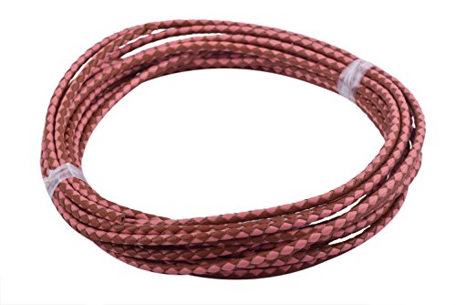 KONMAY 5 Yards 3.0mm Lederband Lederschnur Rund geflochten,Pink&Tan von KONMAY