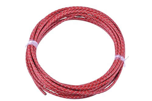 KONMAY 5 Yards 3.0mm Lederband Lederschnur Rund geflochten,Rot von KONMAY