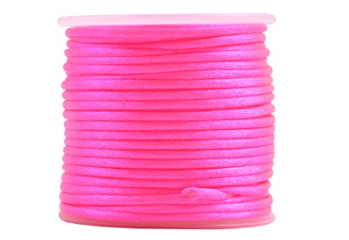 KONMAY Nylon-Rattail-Satin-Seidenband für chinesische Knoten, Kumihimo, Perlen, Makramee, Schmuckherstellung, Neonrose, 27,5 m, 2,5 m von KONMAY