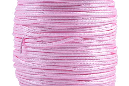 KONMAY Nylon-Rattail-Satin-Seidenbordüre für chinesische Knoten, Kumihimo, Perlenstickerei, Makramee, Schmuckherstellung, 80 m, Hellrosa von KONMAY