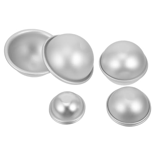 4 Form für Badesalzkugeln Halbkreisbadewanne hohl Kuchen-Puck-Form badekugel selber machen soap mold kuchenform halbe Kugelform Backwerkzeug Aluminiumlegierung Silver KONTONTY von KONTONTY