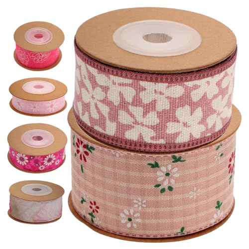 6 Rollen Gurtband mit Karomuster Bänder Dekorationen trimmen Sackleinen Girlande seidenband ribbon bandfeile Multifunktions-Kleiderband Schneidbares Bastelband Polyester Colorful KONTONTY von KONTONTY