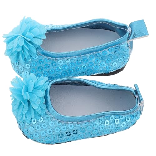 KONTONTY 1 Paar Glitzer-puppenschuhe Blaue Puppe Miniaturgitarrenmodell Blumen Puppenschuhe Miniatur-strandszenen-Ornament Kleidung Babyschuhe Mini-stuhldekoration Sky-Blue Polyurethan von KONTONTY