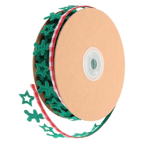 KONTONTY 1 Rolle Lebkuchenmann-Geschenkkrawatte rotes Band Linealband Fleck Partybänder Band umwickeln ribbon bandfeile geschenkdeko Weihnachtsbastelband Bänder zum Basteln Polyester Green von KONTONTY