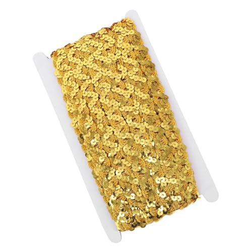 KONTONTY 1 Rolle Paillettenband für DIY Bastelbänder Spitze zum Nähen Spitzenstickband hochzeitsdeko hochzeits dekoration Kleider DIY-Spitzenarbeit Kleidungsstück Spitze Polyester Golden von KONTONTY