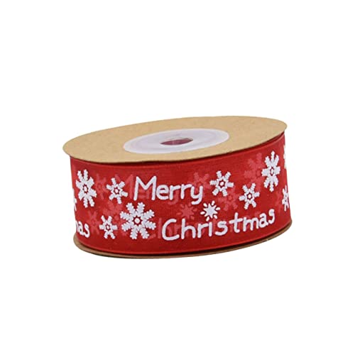 KONTONTY 1 Rolle Weihnachtsband Rot Mit Schneeflocken Buchstaben Stil Festliche Geschenkverpackung Und DIY Dekoration Für Weihnachtsfeiern Und Heimbüro Ideal Für Kreative von KONTONTY