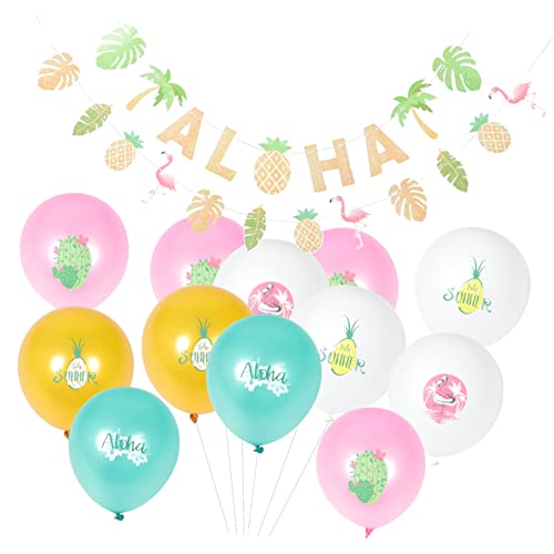 KONTONTY 1 Set Tropical Banner Partei Liefert Latex Hawaii Geburtstag Luftballons Dekorationen von KONTONTY