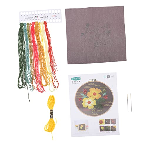 KONTONTY 1 Satz Stickmaterialpaket Teppich nähen Nadel Perlen Kunst embroidery kit wohnungseinrichtung Stickset werkzeug Kreuzstichpackung Anfänger Stickerei für den Anfang Stickgarn Yellow von KONTONTY