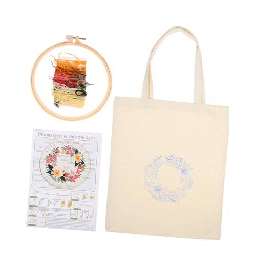 KONTONTY 1 Satz Tasche aus Kreuzstich-Segeltuch embroidery kit embroidery set Segeltuchtaschen zum Basteln Kreuzstichpackungen handtasche Canvas-Einkaufstasche Kreuzstich-Set Polyester Weiß von KONTONTY