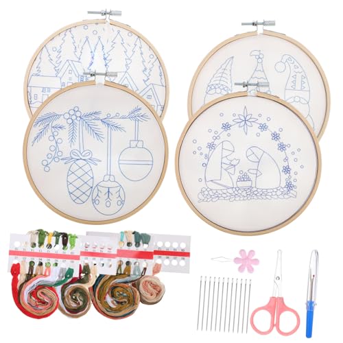 KONTONTY 1 Satz Weihnachtsset-stickerei Stickerei-werkzeugsatz Stickerei- Stickset Weihnachten Kreuzstichpackungen Stickset Anfänger Bausatz Stickerei-kits Bettwäsche Aus Baumwolle von KONTONTY