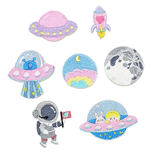 KONTONTY 1 Set 8pcs Abschlussgeschenke Schuhe Tasche Kleidung Hut Patches Raummann Planet Selbstklebende Kleidung Aufkleber (pink) von KONTONTY