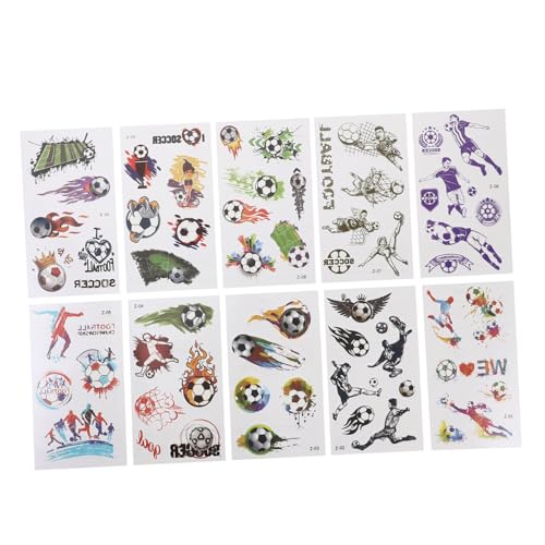 KONTONTY 10 Blätter Gefälschte Tattoos Aufkleber Für Kid Aufkleber Cartoon Sticker Fußball Fußball Temporäre Tattoos Für Erwachsene Fußball Tattoos Körpertattoos Aufkleber Papier von KONTONTY