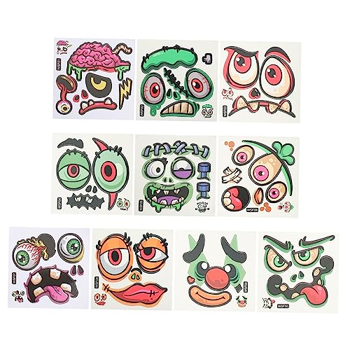 KONTONTY 10 Blätter Halloween- -Aufkleber Kürbis-Halloween-Aufkleber Kürbis-Aufkleber Halloween Aufkleber Halloween Sticker Kürbis-Gesichtsabziehbilder Aufkleber im Halloween-Stil PVC von KONTONTY