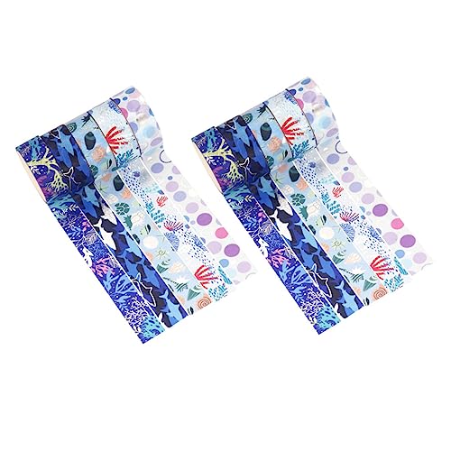 KONTONTY 10 Rollen Heißpräge-washi-tape Aufkleber Ästhetisch Spender Wasserdichtes Band Klebeband Für Scrapbooking Packband Klar Entfernbares Doppelseitiges Klebeband Schrott Papier Blue von KONTONTY