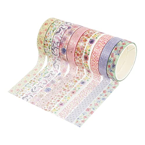 KONTONTY 10 Rollen Heißpräge-washi-tape Planer Abdeckband Floristenband Selbstgemachte Aufkleber Goldband Blumenband Vintage-sammelalbum Selbstklebende Aufkleber Schrägband Kunstband Papier von KONTONTY