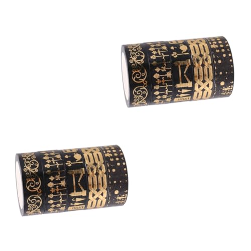 KONTONTY 10 Rollen Papier Klebeband Oberbeleuchter Goldfolie Farbiges Band Farbiges Abdeckband Farben Von Klebeband Aufkleber Breites Washi-tape Stift Dekoratives Klebeband Band Süß Black von KONTONTY