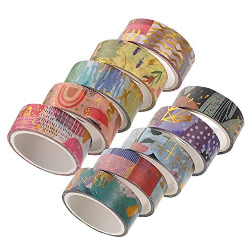 KONTONTY 10 Rollen Taschendekorband Klebestreifen Klebeband Spender Klebepunkte Bastelpapierband Tagebuch Washi Tapes dekoratives Washi Tape Scrapbook-DIY-Klebebänder Japanisches Papier von KONTONTY