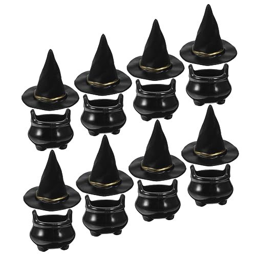 KONTONTY 10 Sätze Halloween-hexenhut Mini Halloween-feengarten-accessoires Halloween-süßigkeitskessel Cosplay Hexenhüte Halloween-cosplay-kostüm Halloween-dekorationen Plastik von KONTONTY