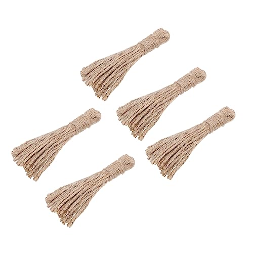 KONTONTY 10 Stk Hanfseil Quasten Jutegarn Seile Armband Sackleinen Schnurseil Holzperlen DIY Ornament Tassel-Anhänger Handwerksdekorationen -Quaste holzperlen DIY verzierung Brown von KONTONTY