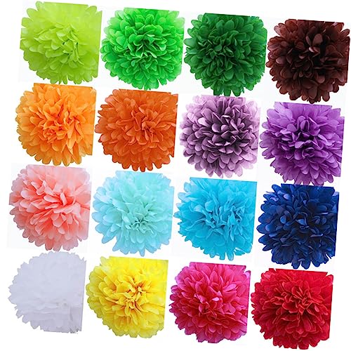 KONTONTY 10 Stück Seidenpapier Pompons 25 Cm Bunte Dekoration Für Hochzeiten Geburtstagsfeiern Und Babypartys Perfekt Für Papierfächer Und Kreative Pompon Dekorationen von KONTONTY