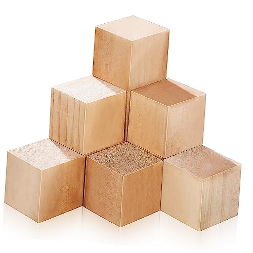 KONTONTY 10 Stück Unbearbeitete Holzklötze Zum Basteln Ideal Für Puzzles Holzwürfel Und Heimwerkerprojekte Natürliche Holzblöcke Für Kreative DIY Ideen Und Kunsthandwerk von KONTONTY