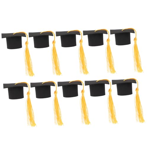 KONTONTY 100 Stk Mini-junggesellenhut Mini-abschlusskappen Essbare Kuchendekorationen Grad Kuchen Gorros Mütze Zur Puppenherstellung Grad-party-flaschenverschluss Ihr Yellow Polyester von KONTONTY