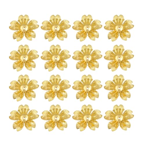 KONTONTY 100 Stk Zubehör Für Blumenanhänger Diy Haarband Teil Blumen-charm-anhänger Blumenperlenkappen Blumige Lose Perlen Glockenblume Abstandsperlen Bastelblumen-abstandshalter Golden von KONTONTY