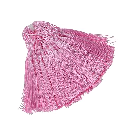 KONTONTY 100St DIY zubehör Lesezeichen-Quaste Bausätze Quasten-Charme Perlen zum Basteln Golddekor kleidungsetiketten party decoration party dekoration pink Fan-Anhänger Handy-Anhänger Rosa von KONTONTY