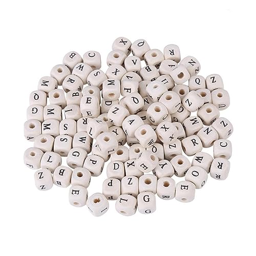 KONTONTY 100St Holzperlen alphabet beads wohnungsdeko handwerkskunst bastelzeug wohnraumdeko Hölzern von KONTONTY