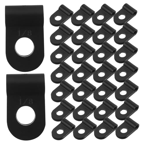 KONTONTY 100St r-Klemme Kabelklemmen Drahtklemme Befestigungsclips für Lichterketten Seil Lichtclips kabelschutz kabelbefestigung Klemme für die Kabelführung Drahthalter für Kabel PVC Black von KONTONTY