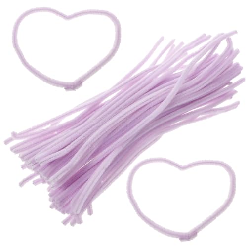 KONTONTY 100st Plüschstäbchen Stengel Lametta Lieferungen Schulbedarf Heimwerken Zappeln Pompons Drähte Pastell Stöcke Bausatz Eis Am Stiel Bastelset Squishy-maker Violet von KONTONTY