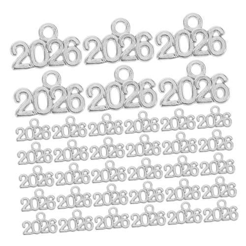 KONTONTY 100st Schlüsselanhänger Aus Legierung Schlüsselanhänger-anhänger Anhänger-charms-dekoration Abschlussjahr-charme Schmuck Machen Charme Halskette Charme Schmuck Silver Zinklegierung von KONTONTY