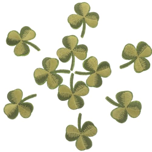 KONTONTY 10Pcs Green Leaf Stickerei Patch Mit Wicker St Patricks Day Patch Patching Britische Steinschilder Stift Fixture Mini Hühnchen Figuren Gewebt Weiden Plüsch Anhänger Patch von KONTONTY