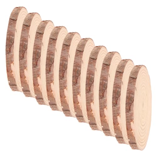 KONTONTY 10st Runde Holzspäne Holzscheiben Für Ornamente Unfertige Holzscheiben Holzschmuck Zum Bemalen Holzscheiben Für Mittelstücke Naturholzscheiben Zum Basteln Brown Kiefernholz von KONTONTY