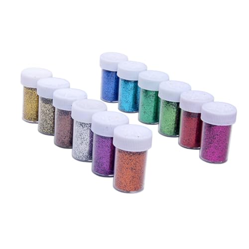 KONTONTY 12 Nagelpigment bastelglitzerpulver bastel glitzerpulver Handgemachte DIY Glitzerpulver Handgemachte Glitzerpulver Bastelmaterial Glitzerpulver Maniküre-Glitzer Glitzer Pailletten von KONTONTY