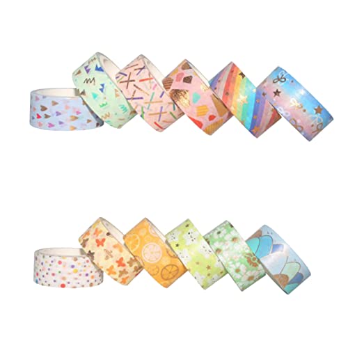 KONTONTY 12 Rollen Dekorative Washi Tapes Mit Goldfolie Und Blumenmotiven Transparentes Klebeband Für Scrapbooking Karten Geschenkverpackungen Und DIY Projekte Bunte Und Glitzernde von KONTONTY