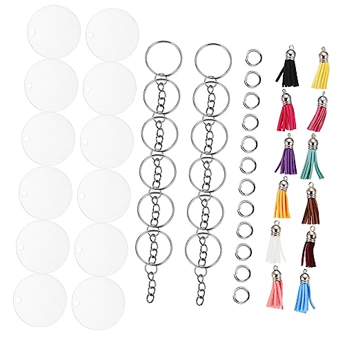 KONTONTY 12 Sätze Schlüsselanhänger bastelzeug bastelkasten schlusselketten keysersdünger key chain Schlüsselquaste mit Schlaufen wichtige farbige Kappen Bausatz Rostfreier Stahl Colorful von KONTONTY