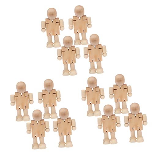 KONTONTY 12 Stk Roboter Aus Holz Figuren Für Puzzle- Desktop- Miniaturen Bausatz Puppe Gefälscht Gelenkig Verstellbare Holzfiguren Bastelspielzeug von KONTONTY