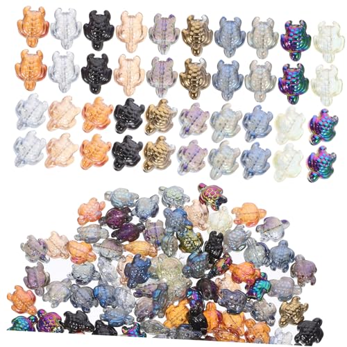 KONTONTY 120St bunte Kristallperlen Armbänder Webstuhl Perlen-Kit Rocailles gießen Abstandshalter aus Glas Schildkrötenanhänger für die Schmuckherstellung Perlensets Perlenarmband-Kit von KONTONTY